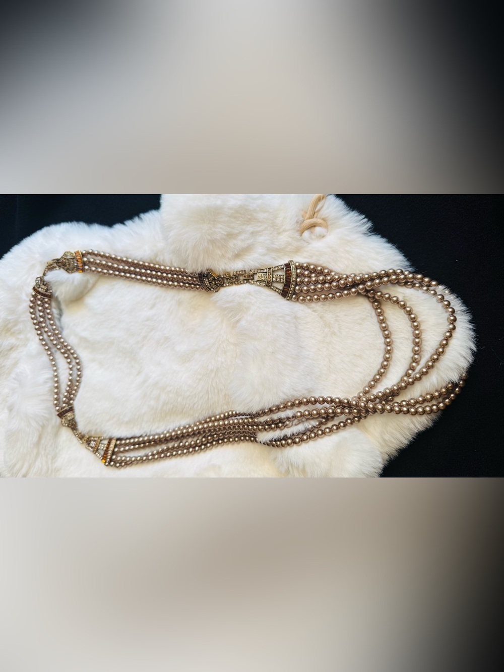 Heidi Daus Multi-Strand Champagne Pearl and Gold-Tone Statement Necklace